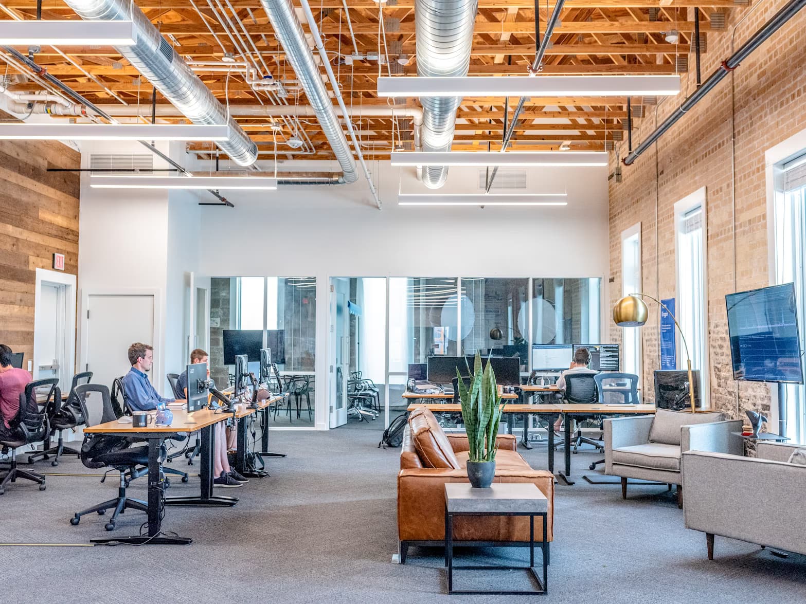 A bright, modern office workspace